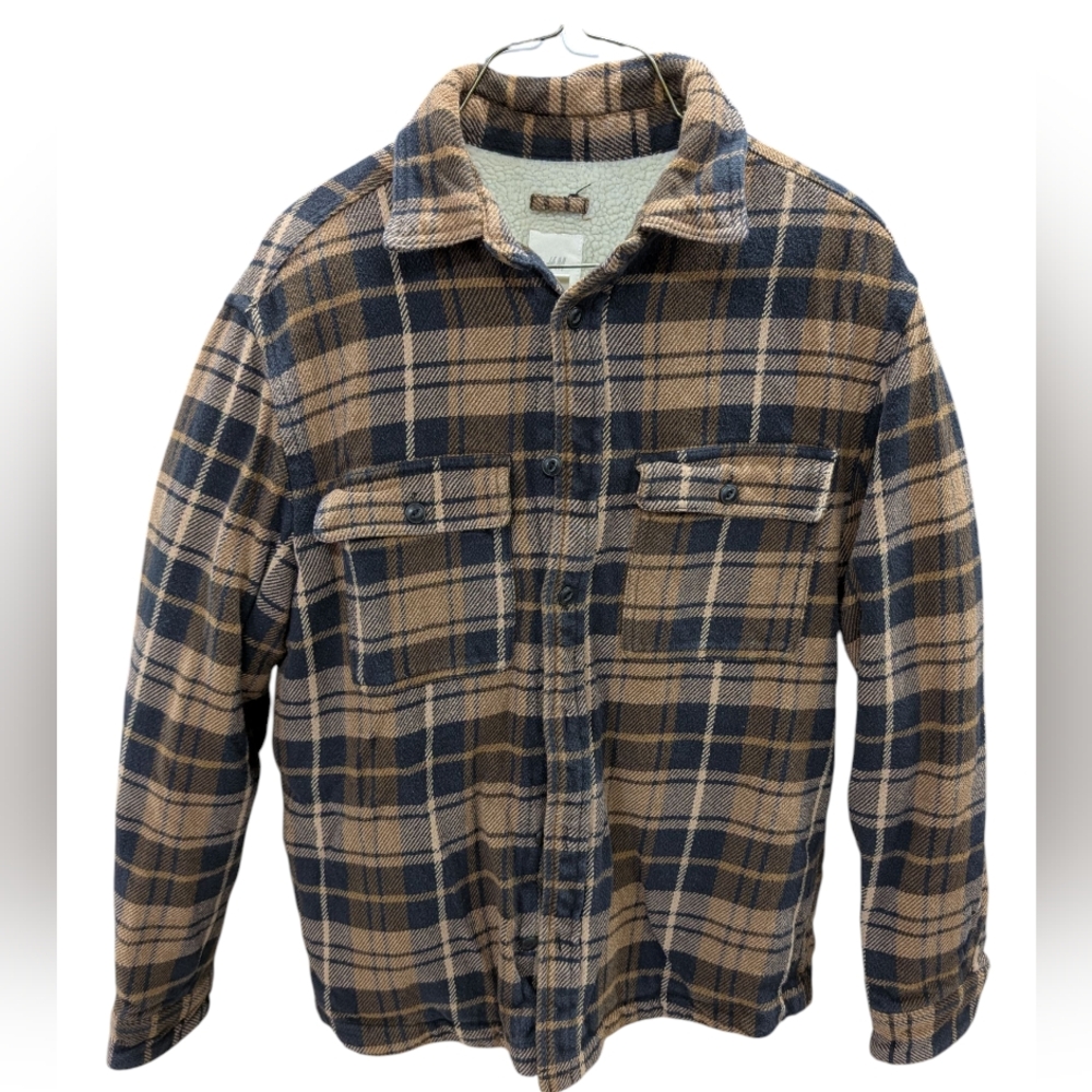 H&M Plaid Shirt Jacket - Brown and Black